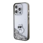iPhone 15 Pro Max Karl Lagerfeld Liquid Glitter Choupette tok - átlátszó
