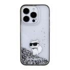 iPhone 15 Pro Max Karl Lagerfeld Liquid Glitter Choupette tok - átlátszó