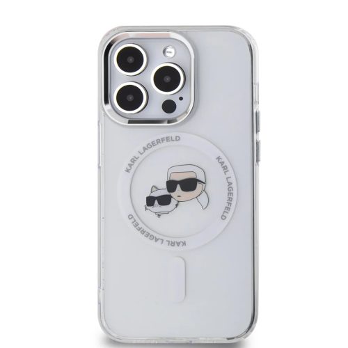 Karl Lagerfeld IML K&CH Heads Metal Frame MagSafe tok iPhone 14 Pro átlátszó tok