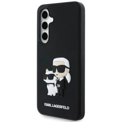   Karl Lagerfeld 3D Gumis Karl és Choupette Tok Samsung Galaxy S24 FE Fekete