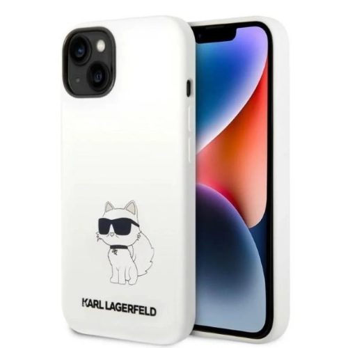 Karl Lagerfeld KLHMP14MSNCHBCH iPhone 14 Plus 6.7" fehér/fehér szilikon Choupette MagSafe tok