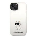 Karl Lagerfeld KLHMP14MSNCHBCH iPhone 14 Plus 6.7" fehér/fehér szilikon Choupette MagSafe tok