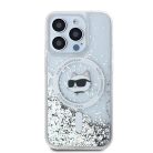 Karl Lagerfeld Liquid Glitter Choupette Head MagSafe tok iPhone 14 Pro-hoz - átlátszó