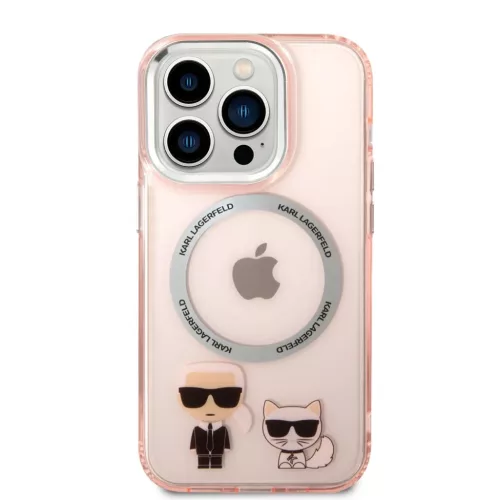 iPhone 14 Pro Max Karl Lagerfeld Karl és Choupette MagSafe kompatibilis tok rózsaszín (KLHMP14XHKCP)