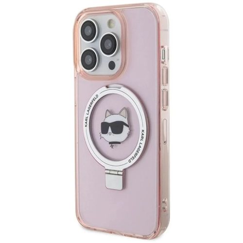 iPhone 15 Pro Max 6.7" Karl Lagerfeld KLHMP15XHMRSCHP pink/pink hardcase Ring Stand Choupette Head MagSafe tok