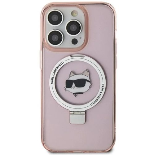 iPhone 15 Pro Max 6.7" Karl Lagerfeld KLHMP15XHMRSCHP pink/pink hardcase Ring Stand Choupette Head MagSafe tok