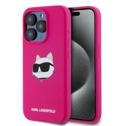   iPhone 15 Pro Max Karl Lagerfeld Silicone Choupette Head MagSafe tok - rózsaszín
