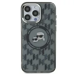   iPhone 16 Pro Fekete Karl Lagerfeld IML Monogram Karl & Choupette Head MagSafe tok