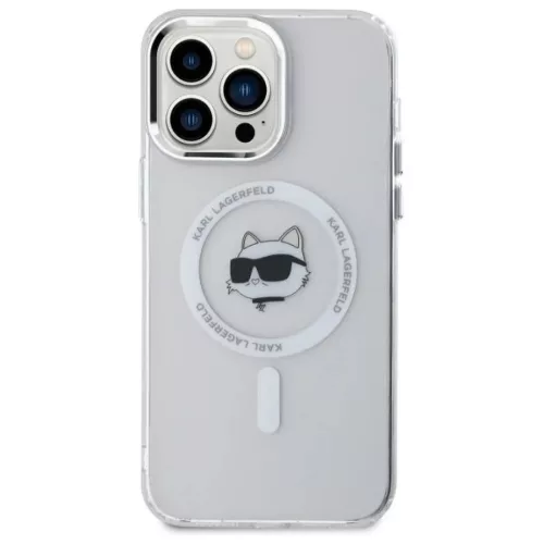 Karl Lagerfeld IML Fém Choupette Fej MagSafe iPhone 14 Pro Max tok - fehér