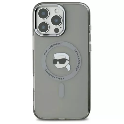 iPhone 16 Pro Fekete Karl Lagerfeld IML Metal Karl Head MagSafe tok