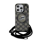 iPhone 15 Pro Max Karl Lagerfeld IML Monogram Crossbody K&CH Heads MagSafe tok, Fekete