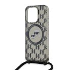 iPhone 15 Pro Max Karl Lagerfeld IML Monogram Crossbody K&CH Heads MagSafe tok, Fekete