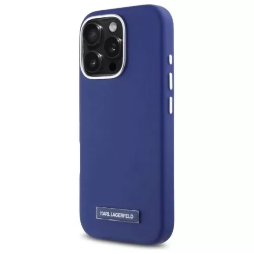 iPhone 16 Pro 6.3" kék/kék Karl Lagerfeld KLHMP16LPGMSRPB kemény tok FW Metal Plate MagSafe tok