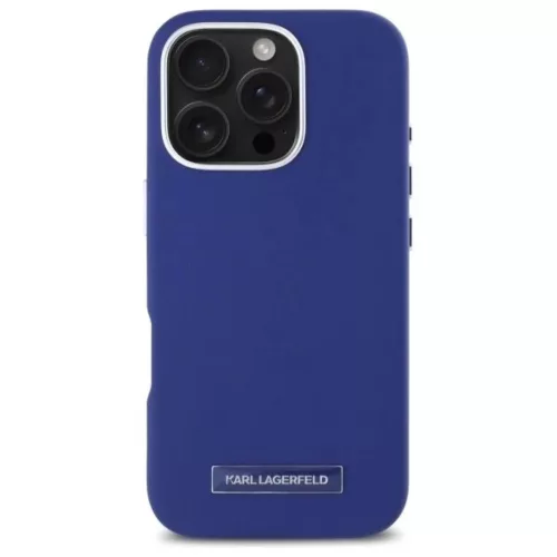 iPhone 16 Pro 6.3" kék/kék Karl Lagerfeld KLHMP16LPGMSRPB kemény tok FW Metal Plate MagSafe tok