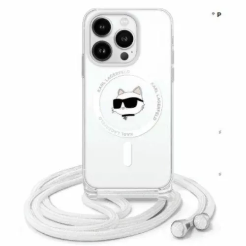 IPHONE 16 PRO Eredeti Karl Lagerfeld Keménytok IML Choupette Fej & Zsinór MagSafe (KLHMP16LHCCHNT) átlátszó tok