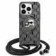 iPhone 16 Pro fekete Karl Lagerfeld kemény fliptok Monogram Karl & Choupette Head MagSafe (KLHMP16LHCKCKLCK)