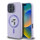 iPhone 16 Pro lila Karl Lagerfeld Liquid Silicone Karl and Choupette MagSafe tok
