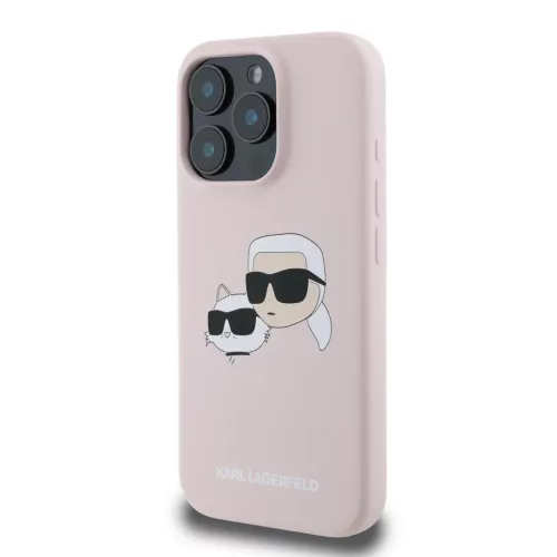 iPhone 16 Pro Pink Karl Lagerfeld Liquid Silicone Double Heads MagSafe tok