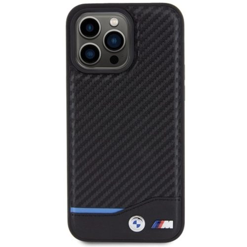 iPhone 15 Pro Max fekete Original Case BMW Leather Carbon BMHCP15X22NBCK tok