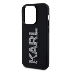   iPhone 15 Pro Max Fekete Karl Lagerfeld KLHCP15X3DMBKCK 3D Rubber Glitter Logo tok