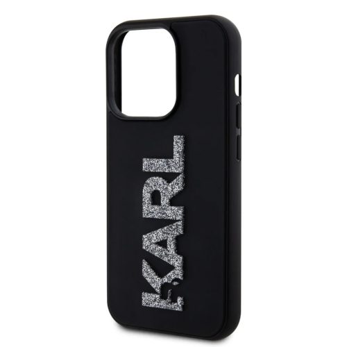 iPhone 15 Pro Max Fekete Karl Lagerfeld KLHCP15X3DMBKCK 3D Rubber Glitter Logo tok