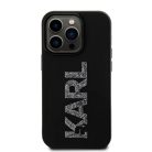 iPhone 15 Pro Max Fekete Karl Lagerfeld KLHCP15X3DMBKCK 3D Rubber Glitter Logo tok