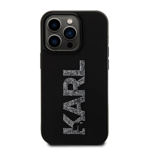 iPhone 15 Pro Max Fekete Karl Lagerfeld KLHCP15X3DMBKCK 3D Rubber Glitter Logo tok