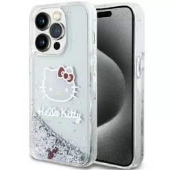   Eredeti HELLO KITTY kemény tok Liquid Glitter Charms Kitty Head HKHCP14XLIKHET iPhone 14 Pro Max ezüst tok