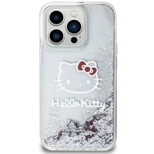 Eredeti HELLO KITTY kemény tok Liquid Glitter Charms Kitty Head HKHCP14XLIKHET iPhone 14 Pro Max ezüst tok
