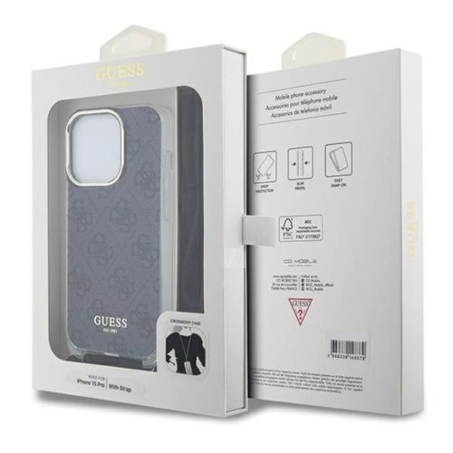 iPhone 15 Pro Max GUESS 4G IML Printed Crossbody Strap tok fekete (GUHCP15XHC4SEK)