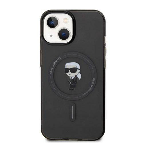 iPhone 14/15 fekete Eredeti tok KARL LAGERFELD hardcase IML Ikonik Magsafe KLHMP14SHFCKNOK