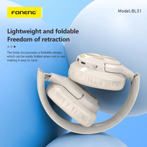 Foneng Bluetooth fejhallgató BL51 (ANC + ENC) bézs