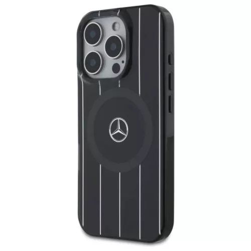 Mercedes MB Dupla Réteg Keresztvonalas MagSafe iPhone 16 Pro Tok - Fekete