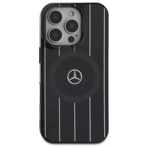 Mercedes MB Dupla Réteg Keresztvonalas MagSafe iPhone 16 Pro Tok - Fekete