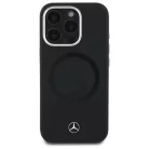 Eredeti tok IPHONE 16 PRO Mercedes szilikon hard-case tónusos logóval MagSafe (MEHMP16L23SUTTK) fekete tok