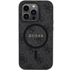 Original Case GUESS hardcase 4G Collection Leather Metal Logo MagSafe GUHMP15LG4GFRK for iPhone 15 Pro fekete tok
