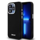 Eredeti DKNY kemény tok folyékony szilikon kis fém logóval MagSafe DKHMP14LSMCHLK iPhone 14 Pro fekete tok