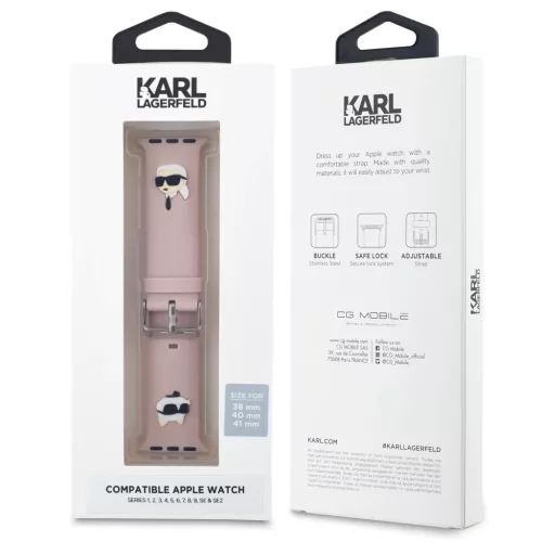 Karl Lagerfeld Karl and Choupette Head NFT Watch Strap for Apple Watch 38/40/41 Pink