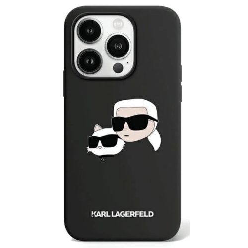 iPhone 15 Pro Max Fekete Original Pouch KARL LAGERFELD Silicone Karl & Choupette MagSafe KLHMP15XSKCHPPLK tok