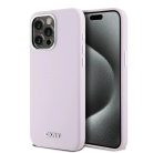 Eredeti DKNY tok kemény tok Folyékony Szilikon Kis Fém Logó MagSafe DKHMP15XSMCHLP iPhone 15 Pro Max rózsaszín tok