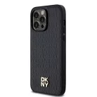 Eredeti DKNY keménytok bőrből Monogramm mintával és fém logóval, MagSafe kompatibilis, fekete - iPhone 14 Pro Max tok