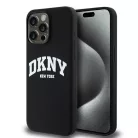 Eredeti DKNY keménytok folyékony szilikon fehér nyomtatott logóval MagSafe DKHMP14XSNYACH az iPhone 14 Pro Max-hoz fekete tok