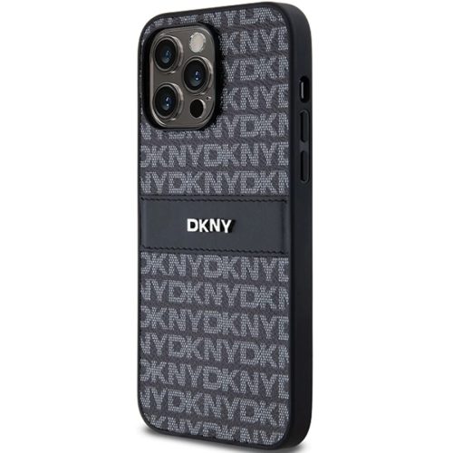 Original Case DKNY hardcase bőr tok Mono Stripe & Metal Logo DKHCP14LPRTHSLK iPhone 14 Pro fekete