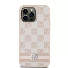 Original Case DKNY bőrtok kockás mono mintával és nyomtatott csíkokkal DKHCP14XPCPTSSP iPhone 14 Pro Max rózsaszín tok