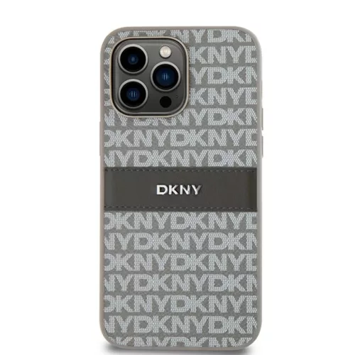 Original Case DKNY kemény tok bőr Mono Stripe & Metal Logo DKHCP14XPRTHSLE iPhone 14 Pro Max bézs tok
