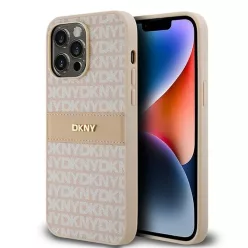   Original Case DKNY kemény tok bőr Mono Stripe & fém logó DKHCP14XPRTHSLP iPhone 14 Pro Max rózsaszín tok