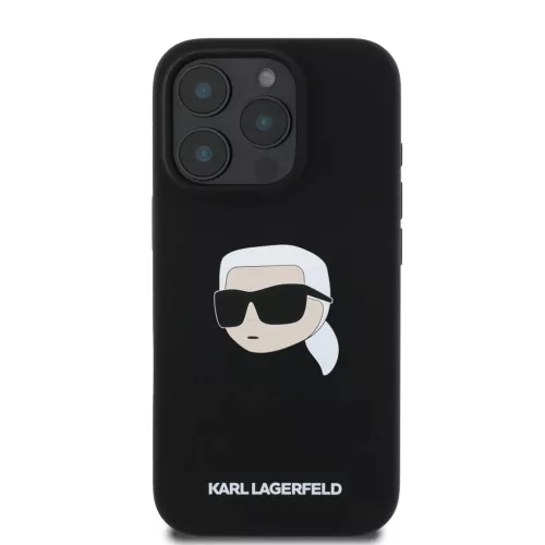 iPhone 16 Pro fekete Karl Lagerfeld Liquid Silicone Karl Head MagSafe tok