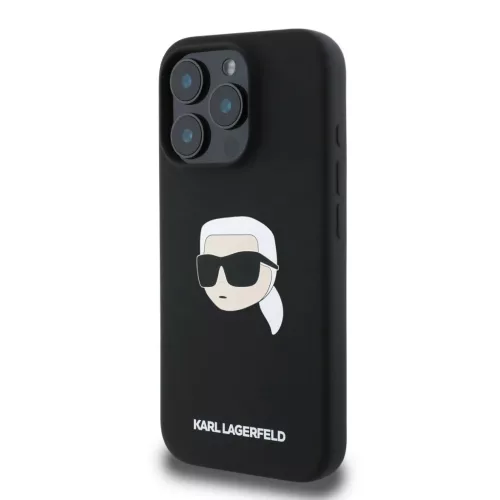 iPhone 16 Pro fekete Karl Lagerfeld Liquid Silicone Karl Head MagSafe tok