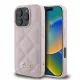 iPhone 16 Pro rózsaszín Original Case GUESS Steppelt Fém Logó GUHCP16LPSQSQSP tok