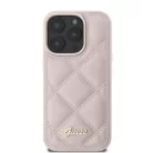 iPhone 16 Pro rózsaszín Original Case GUESS Steppelt Fém Logó GUHCP16LPSQSQSP tok